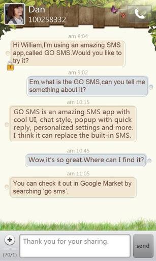 GO SMS Pro Springtime theme - Image screenshot of android app