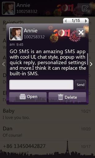 GO SMS Pro New Year - Night - Image screenshot of android app