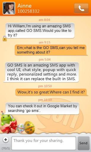 GO SMS Pro New Year - Orange - عکس برنامه موبایلی اندروید