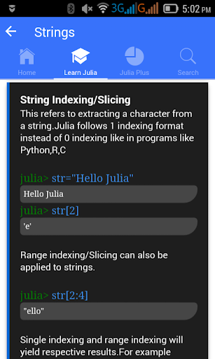 Learn Julia - عکس برنامه موبایلی اندروید