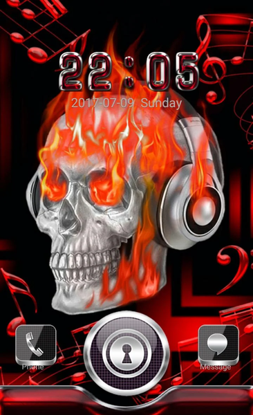 Skull on Fire Go Locker theme - عکس برنامه موبایلی اندروید