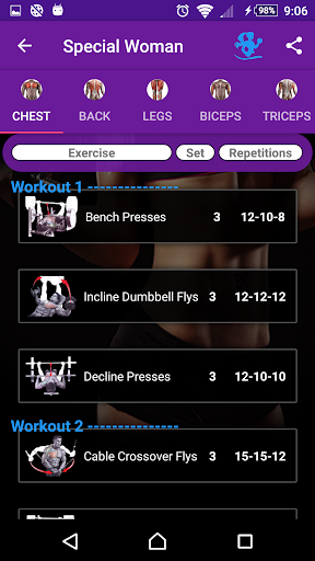 Gym Fitness & Workout Women : - عکس برنامه موبایلی اندروید