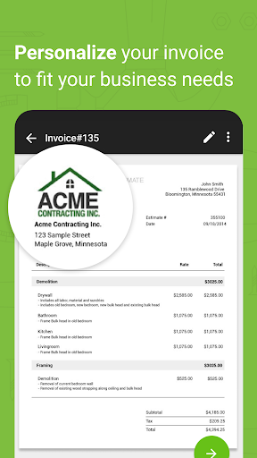 Joist Invoices for Contractors - Image screenshot of android app