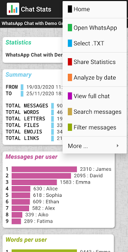 Chat Stats for WhatsApp - Image screenshot of android app