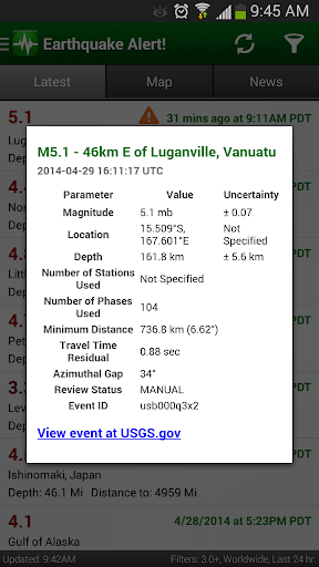 Earthquake Alert! - Image screenshot of android app