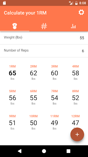 Calculate your 1RM - Image screenshot of android app