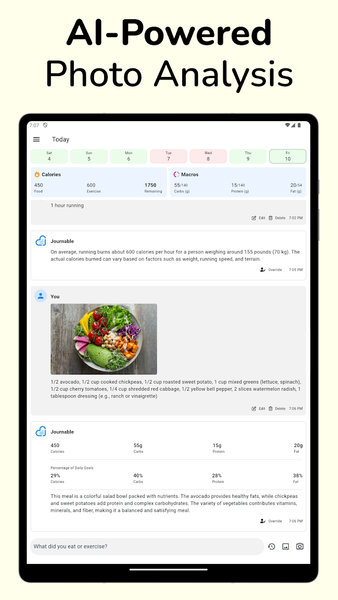 Journable: AI Calorie Counter - عکس برنامه موبایلی اندروید