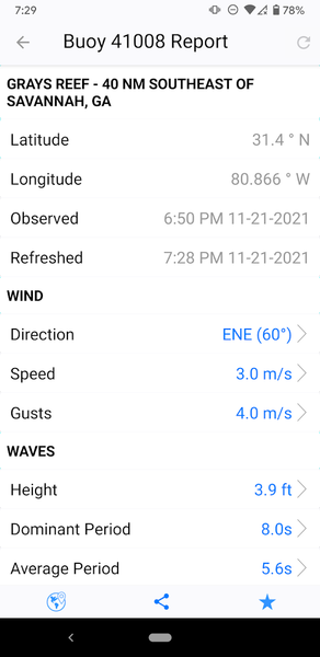 NOAA Buoy Reports & Data - Image screenshot of android app