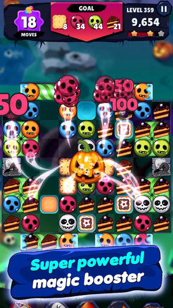 Witch Match Puzzle : Halloween - Gameplay image of android game