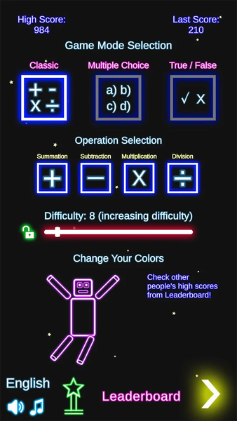 Laser Math: Sum, Subtract, Mul - Gameplay image of android game