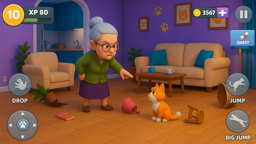 Kitty vs Granny House Chaos - عکس بازی موبایلی اندروید