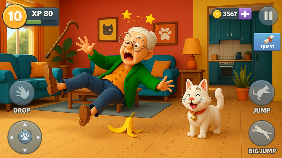 Kitty vs Granny House Chaos - عکس بازی موبایلی اندروید