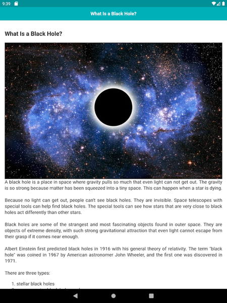 Introductory Black hole - Image screenshot of android app