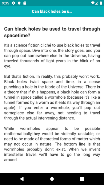 Introductory Black hole - Image screenshot of android app