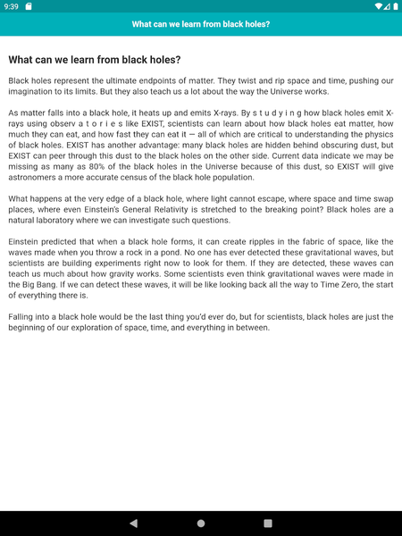 Introductory Black hole - Image screenshot of android app