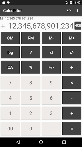 Calculator with many digit - Image screenshot of android app