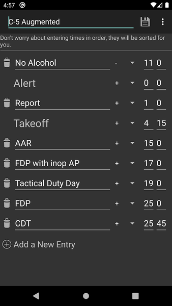 Duty Day Calculator - Image screenshot of android app
