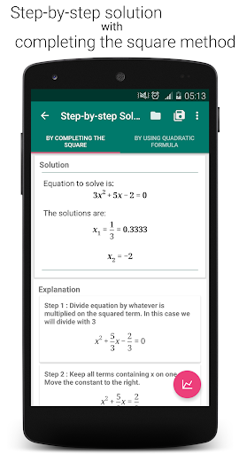 Quadratic Equation Solver with Steps and Graphs - عکس برنامه موبایلی اندروید