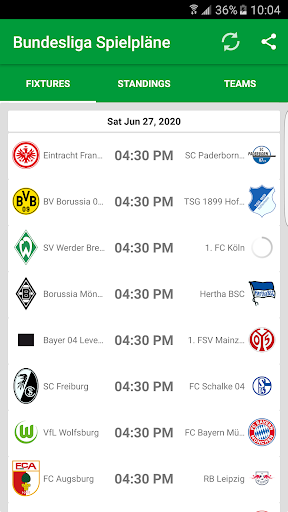 Fixtures for Bundesliga - Image screenshot of android app