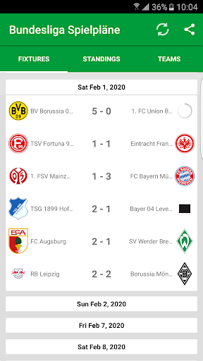 Fixtures for Bundesliga - Image screenshot of android app