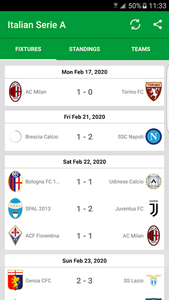Italian Serie A 2021-22 - عکس برنامه موبایلی اندروید