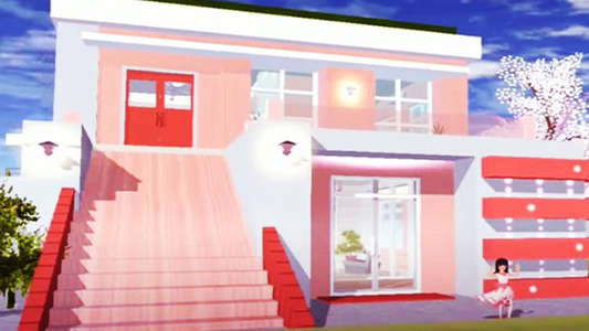 Modern pink house. - Sakura School Simulator Myanmar