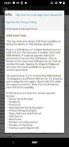 USB Host Test - عکس برنامه موبایلی اندروید