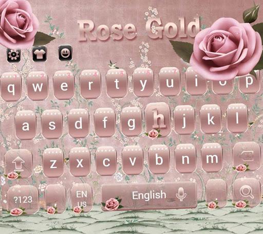 Rose Gold Theme for Keyboard Pink Gold Flower - Image screenshot of android app