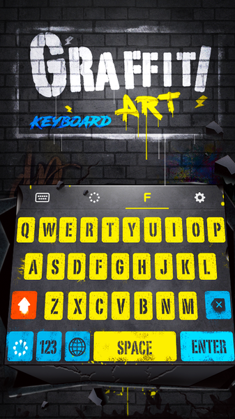 Yellow Graffiti Wall Keyboard - Image screenshot of android app
