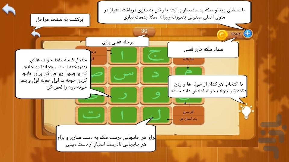 جدول باشی ( جدول شرح در متن ) - عکس بازی موبایلی اندروید