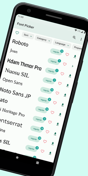Font Picker - font downloader - عکس برنامه موبایلی اندروید