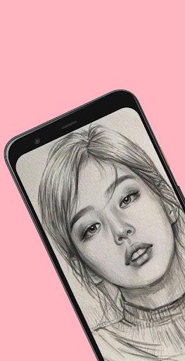 Drawing Black Pink Sketch - Image screenshot of android app