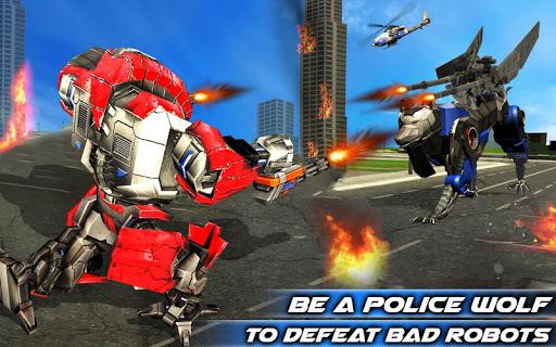 Wolf Robot Police Copter Games - Gameplay image of android game