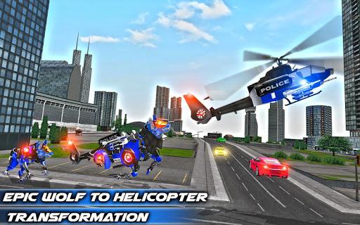 Wolf Robot Police Copter Games - Gameplay image of android game