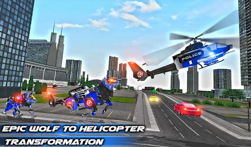 Wolf Robot Police Copter Games - Gameplay image of android game