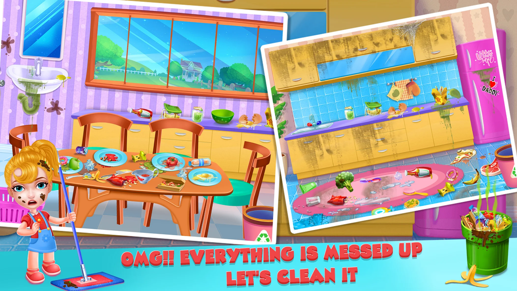 Girl home cleaning fun - عکس بازی موبایلی اندروید