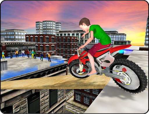 Kids Motorbike Stunts Master Roof Top Arena 2018 - Gameplay image of android game