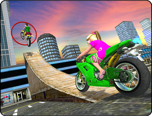 Kids Motorbike Stunts Master Roof Top Arena 2018 - Gameplay image of android game
