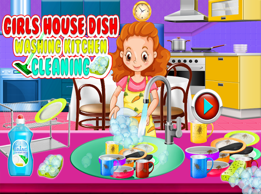 kids cleaning kitchen clipart