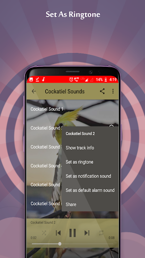 Cockatiel Sounds - Image screenshot of android app