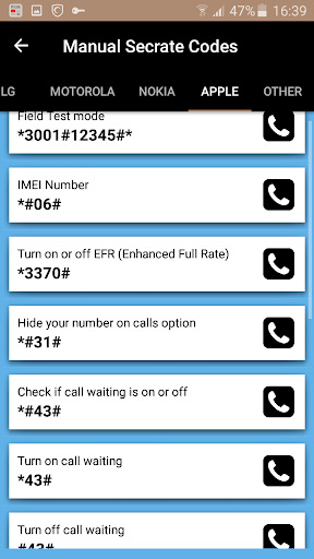 Mobile Secret Codes - Image screenshot of android app