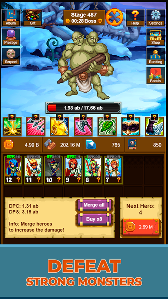 Idle Pixel Heroes: Idle Merger - Gameplay image of android game