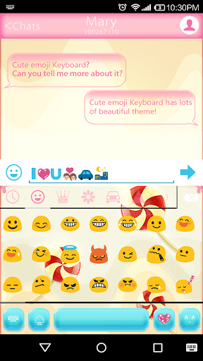 Candy Love Emoji Keyboard Skin - عکس برنامه موبایلی اندروید