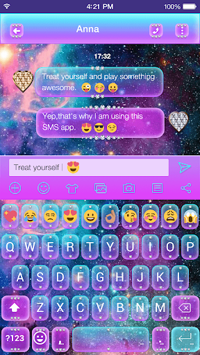 Galaxy Glitter Emoji Keyboard - عکس برنامه موبایلی اندروید