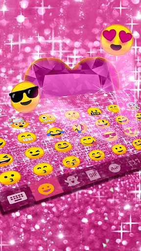 Pink Bow Glitter Keyboard Theme - عکس برنامه موبایلی اندروید