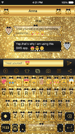 Gold Glitter Emoji Keyboard - Image screenshot of android app