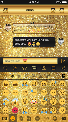Gold Glitter Emoji Keyboard - Image screenshot of android app