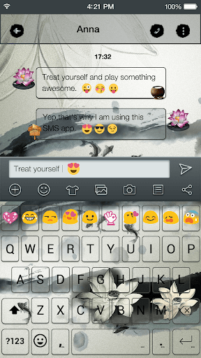Ink Lotus Emoji Keyboard Theme - Image screenshot of android app