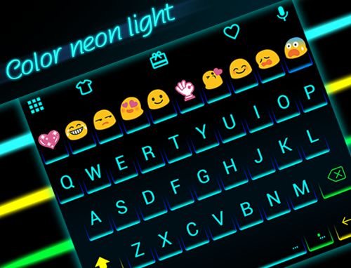 Neon Light Emoji Keyboard Skin - Image screenshot of android app