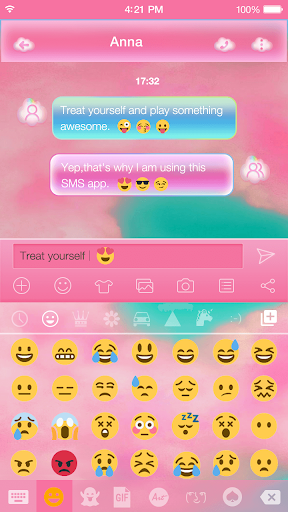 Pink Cloud Emoji Keyboard Skin - عکس برنامه موبایلی اندروید